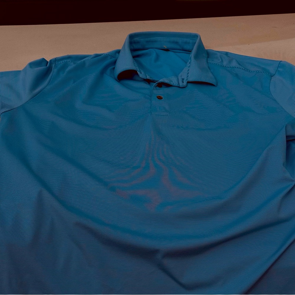 Performance, mens blue white striped golf polo shirt, 3x large.